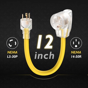 Linsheng 12 Inch <span class=keywords><strong>3</strong></span> <span class=keywords><strong>Prong</strong></span> NEMA L5-30P Để 14-50R Nữ Với Xử Lý Chỉ Số Nguồn 30 Amp <span class=keywords><strong>Twist</strong></span> Khóa Để 50 Amp RV Máy Phát Điện Adapter Dây - Product Image 2