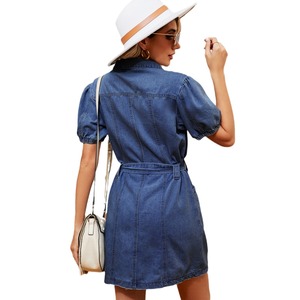 Abito in denim da <span class=keywords><strong>donna</strong></span> con cintura, elegante <span class=keywords><strong>vestito</strong></span> midi in <span class=keywords><strong>jeans</strong></span> per l'ufficio - Collezione Moda 2026 - Product Image 2