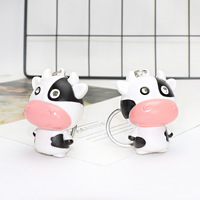 Porte-clés LED Vache Adorable Lumineux Sonore 3D Dessin Animé Mini Bovin pour Femme, Pendentif de Sac - Vente Chaude