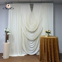 ANNIELU Rideaux de plafond personnalisés vert ivoire en spandex extensible 2 directions pour décoration de toile de fond de mariage, événement ou fête