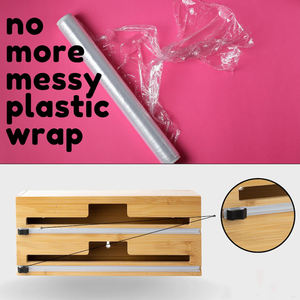 Sacs de <span class=keywords><strong>rangement</strong></span> en bois distributeur de papier plastique distributeur de bambou pour support d'organisation de stockage de cuisine - Product Image 4