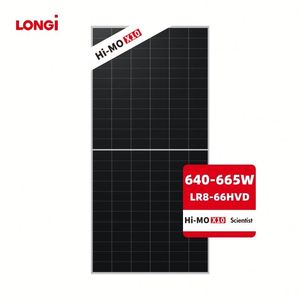 แผงโซลาร์เซลล์ LONGi N-type Hi-Mo X10 กำลังไฟ 640W 645W 650W 655W 660W 665W เซลล์แสงอาทิตย์แบบ HPBC แผงโซลาร์เซลล์แบบสองหน้า มีสินค้าในสต็อก - Product Image 1