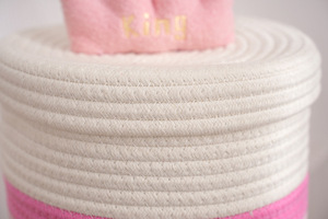 Cesta de Almacenamiento Pequeña de Cuerda de Algodón, Tapa Ecológica, Plegable, Moderna, para Uso Diario, Bono de Almacenamiento para Bebé - Product Image 5