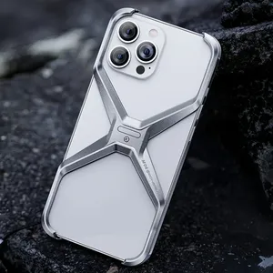 Coques de protection de luxe en alliage d'aluminium X amovibles sans bordure pour téléphones 16 15 14 13 Pro Max avec dissipation thermique - Product Image 1