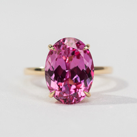 Hochwertiger 18K Gold Klassischer Ehering Ovaler Schliff Labor-Gezüchteter Rosa Saphir Rubin Edelstein für Verlobung Jubiläum Party Geschenke