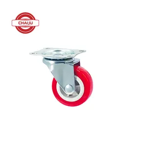 1 Inch Swivel Caster Wheels Casters with brake Mute Threaded Stem PU Castors with Brake