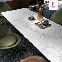 Dalle de pierre synthétique 1600x3200mm en pierre frittée Statuario à veines blanches, imprimée en 3D, pour revêtement de sol d'escalier intérieur