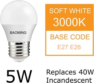 <span class=keywords><strong>Ampoule</strong></span> LED SMD G45 <span class=keywords><strong>40W</strong></span> équivalent E26/E27/B22 5000K blanc lumière du jour pour miroir de maquillage, lampe de bureau et réfrigérateur - Product Image 2