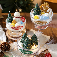 Kreative Weihnachts-Dekorationskerzen im Hohen Glasgefäß mit Schneemann- und Baummotiv, Aromatherapie-Sojawachs, Handgemachtes Weihnachtsgeschenk