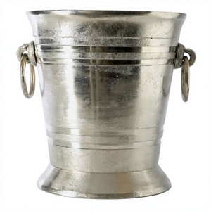 Antique Silver Wine Ice <b>Bucket</b> 3 Litre <b>Champagne</b> Chiller Pail with Ring Handles for Home Bar Party Table Decor - Product Image 1