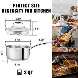 Usine 2.5L 3L marmite à pâtes marmite à sauce en acier inoxydable 3QT 3.7QT - Product Image 4