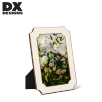 Cadre photo élégant DX Designs blanc crème, 4x6 avec bord doré et découpe unique, cadre photo vintage pour chambre et mur de galerie