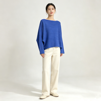Haut en maille Andy Velvet à col rond, coupe ample, manches longues, amincissant et polyvalent pour le début de l'automne