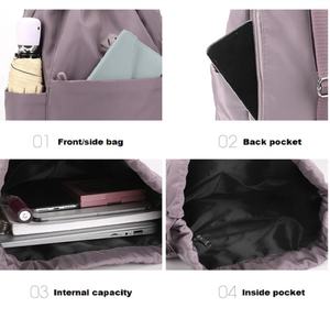 2025 New Design Custom Logo Fashion 210D Polyester <b>Drawstring</b> Sport Gym <b>Backpack</b> Waterproof Anti-Theft Nylon Sport Bag Zipper - Product Image 3