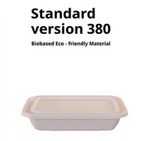 Boîte à repas jetable écologique en amidon de maïs biodégradable avec couvercle, 380 ml, moderne, pour la préparation des repas au bureau, emballage à emporter pour restaurant