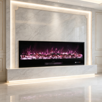 Cheminée électrique encastrable de 20 pouces avec insert intégré, chauffage 1500W, protection contre la surchauffe, flamme LED, contrôle par application pour salon et hôtel
