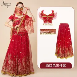 Livraison directe Mode vêtements de danse indienne danse du ventre grande balançoire jupe longue style exotique danse Bollywood costume femme