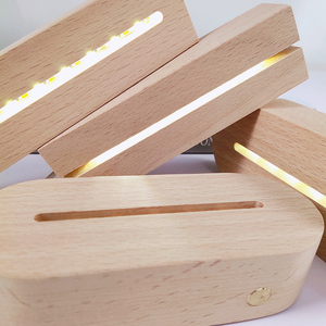 Bán Buôn Gỗ LED Cơ Sở Hình Chữ Nhật Vòng Hình Bầu Dục Vuông Gỗ LED Ánh Sáng Đèn Cơ Sở Với Pin Hoạt Động Phí Phong Cách Cho Acrylic/Bóng - Product Image 3