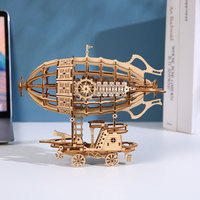 Rompecabezas 3D de Madera al por Mayor, Dirigible Steampunk, Modelo de Buque Aéreo de Fantasía para Ensamblar
