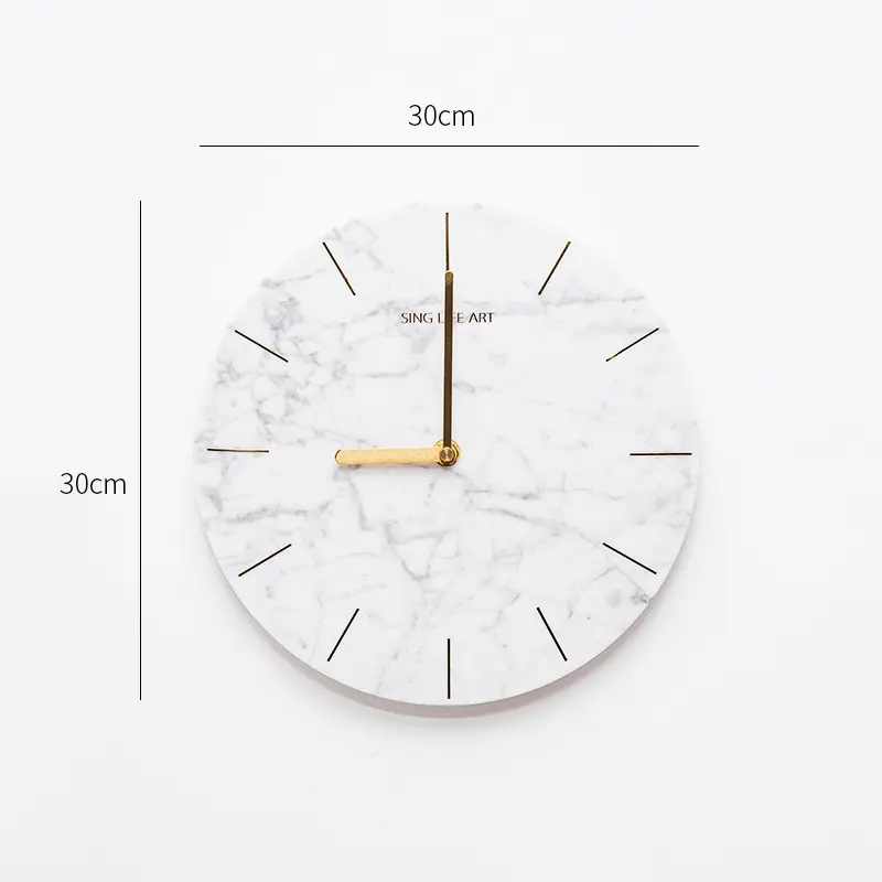 Modern Design Italy Bianco Carrara White Marble Stone Alarm Round Marble Decor Wall Clock
