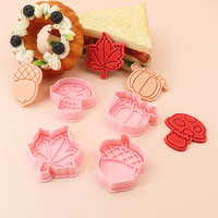 Automne récolte série plastique 2 pièces emporte-pièces citrouille feuille d'érable 3D dessin animé bricolage argile imprimé Biscuits