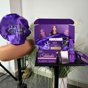 Bir adım mağaza özel ambalaj her türlü peruk kutusu kenar fırça ekspres çanta saç kartları bantlar ve bonnets saç ambalaj seti - Product Image 1