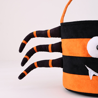 Cesta de Decoración de Halloween con Forma de Araña de Peluche, Personalizada, Resistente, para Dulces