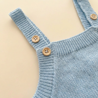 Ensemble de vêtements pour bébé garçon, barboteuse bleue sans manches en coton tricoté plat, tenue d'été pour séance photo du premier anniversaire du nouveau-né, personnalisable