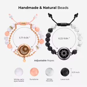 [Paquete especial] venta al por mayor <span class=keywords><strong>Totwoo</strong></span> Smart Tiger Eye Beaded Bracelets para parejas Bluetooth Nature Stone Jewelry Gifts - Product Image 3