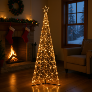 Sapin de Noël en forme de cône 3x10 pieds, 500 LED blanc chaud, décorations festives d'intérieur - Product Image 2