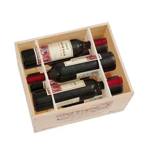 Caja de exhibición de vino para 6 botellas de vino Almacenamiento de embalaje DIY fábrica al por mayor de madera de pino para boda productos personalizados amor madera