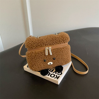 Sac à main en peluche ours mignon, style dessin animé, mode hiver, sac à bandoulière portable pour femme, petit sac quotidien