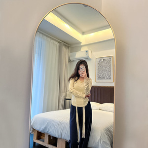 Floor Mirror Arched Full Length Frameless Glass Nordic Minimalist Style Home Use - Product Image 3