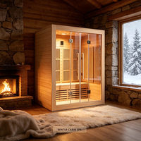 Grande salle de sauna spa pour les gymnases, les hôtels, la maison, le bien-être, sauna en bois de cèdre, salle de vapeur à infrarouge lointain