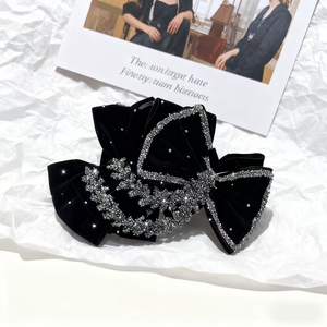 Vintage Elegant Black and Red Bowknot Hair Claw <b>Clip</b> Light Luxury Niche Design Women's Trendy Hair Claw <b>Clips</b> Wholesale Headwear - Product Image 5