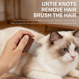 Peigne à puces et à poux en bois à dents longues pour chien et chat - Product Image 6
