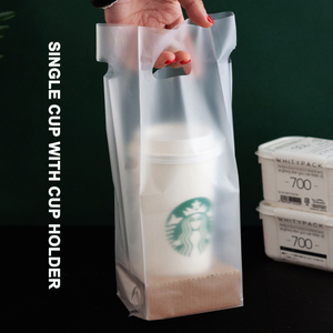 Sacchetto <span class=keywords><strong>di</strong></span> plastica per portabicchieri personalizzato per portabicchieri per tazze bustina <span class=keywords><strong>di</strong></span> tè al latte da asporto in plastica - Product Image 6