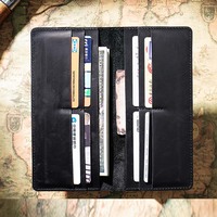 Dompet Kulit Sapi Asli Buatan Tangan Eropa Amerika Retro Crazy Horse, Model Terbuka Panjang, Lapisan Atas Kulit Sapi, Anti RFID, Portabel untuk Wanita