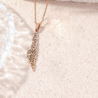Colgante de Joyería de Moda Islámica Árabe con Mapa de Israel y Palestina, Diseño Hueco de Alá y Ayatul Kursi, para Eid, en Acero Inoxidable, Venta al por Mayor