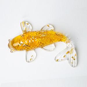 Poisson Koi en cristal jaune avec feuille d'or polie, porte-bonheur, Feng Shui, objet de collection, décoration d'intérieur - Product Image 1