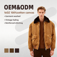 Blouson Bomber Homme Hiver Décontracté Marron en Toile Col Montant Haute Qualité Durable Confortable Élégant Service OEM