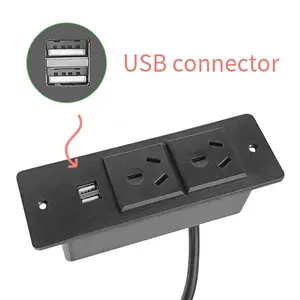 Factory customized supply AU standard table sofa office desk embedded power socket for nightstand with dural 2 USB port
