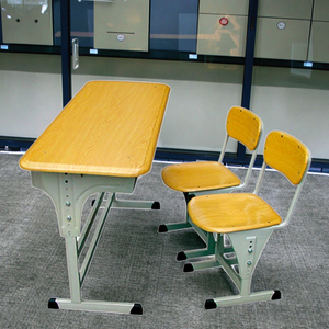 Meubles scolaires de haute qualité en panneaux MDF mélaminés, bureau double et <span class=keywords><strong>chaise</strong></span> en PE, <span class=keywords><strong>table</strong></span> d'apprentissage pour enfants en classe, pour les élèves - Product Image 4