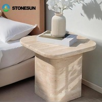 Table d'appoint en pierre naturelle beige moderne personnalisée StoneSun, prix direct du fabricant, décoration de meubles pour la maison