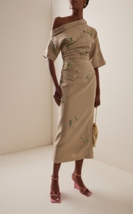 2025 nuovo <span class=keywords><strong>abito</strong></span> da donna <span class=keywords><strong>in</strong></span> <span class=keywords><strong>lino</strong></span> di alta qualità <span class=keywords><strong>Beige</strong></span> chiaro con maniche corte con perline 3D <span class=keywords><strong>abito</strong></span> di <span class=keywords><strong>lino</strong></span> alla moda estivo - Product Image 2