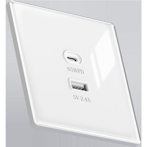 International Electric Smart Power Socket 65W PD <b>USB</b> Charger Dual Port <b>Wall</b> <b>Plug</b> Glass Panel Universal <b>Plug</b> Tuya Wi-Fi - Product Image 1