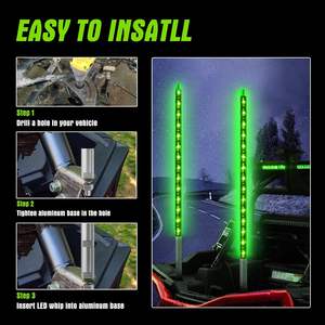 Nouvelle lampe LED fouet de 0,9 m (3 pi) en aluminium et <span class=keywords><strong>PC</strong></span> pour camion, VTT, UTV, RZR, Polaris, tout-terrain, buggy des dunes, 4x4 - Product Image 4