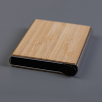 Bambu otomatis pop up pemegang kartu kredit rfid memblokir Dompet Logam ramping