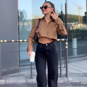 SHENZHU 2022 all'ingrosso della nuova maglietta da <span class=keywords><strong>donna</strong></span> a otto colori Top francese con risvolto largo all'ombelico Chic Top 8567210 - Product Image 2