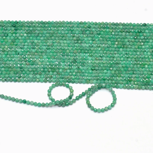 Émeraude naturelle 2mm-3mm Micro perles de forme ronde à facettes | Perles en vrac de pierres précieuses émeraude verte de 13 pouces - Product Image 4